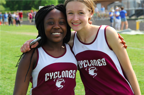 Two girls at track meet Two girls at track meet